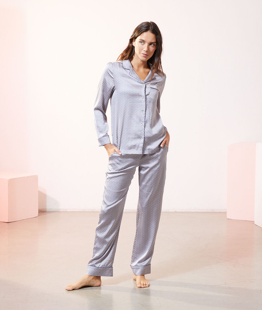 Chemise satinée imprimée imp fd ecru.