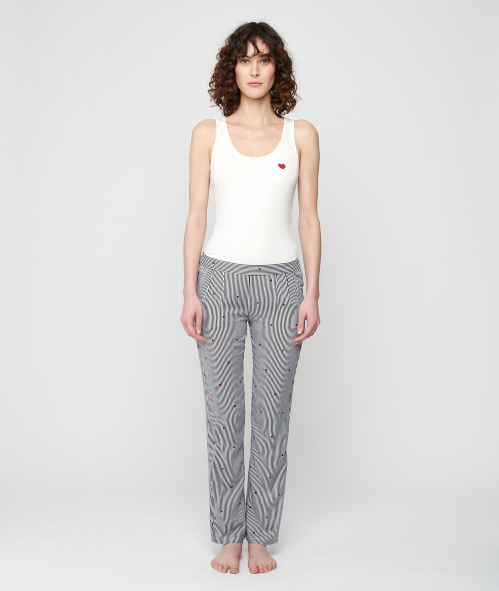 Pantalon rayé ecru.