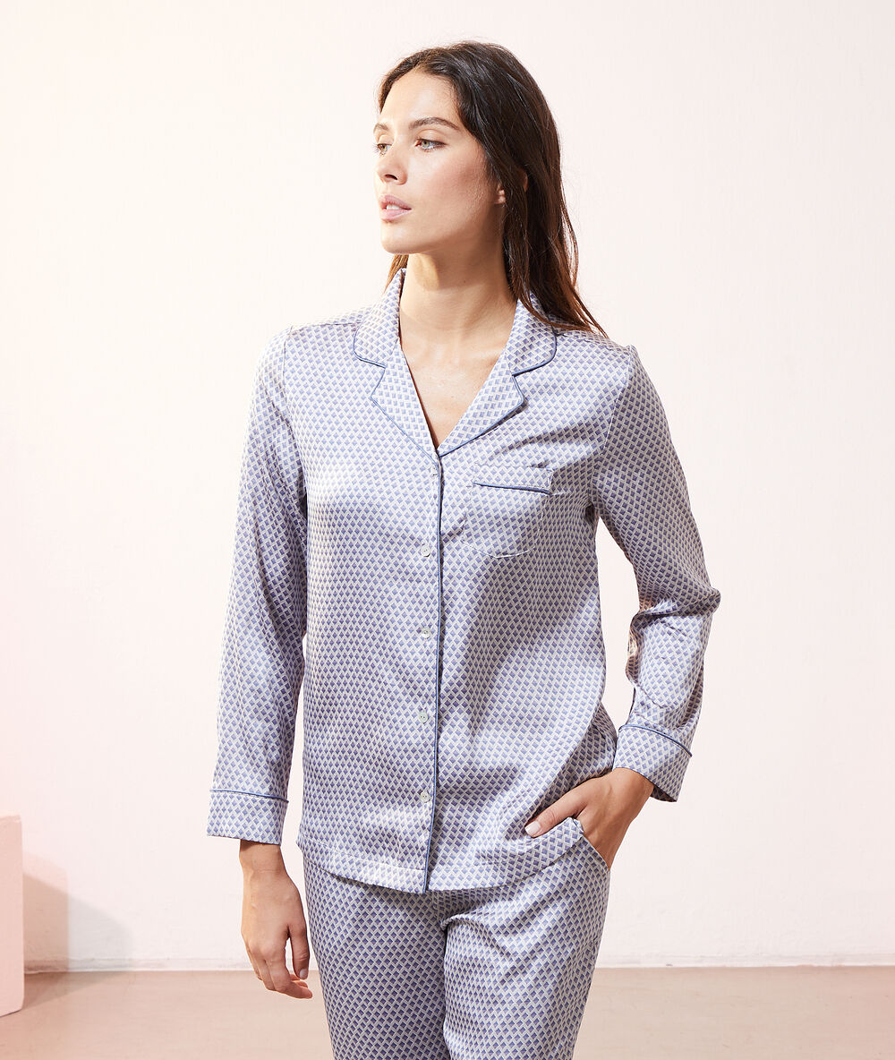 Chemise satinée imprimée imp fd ecru.
