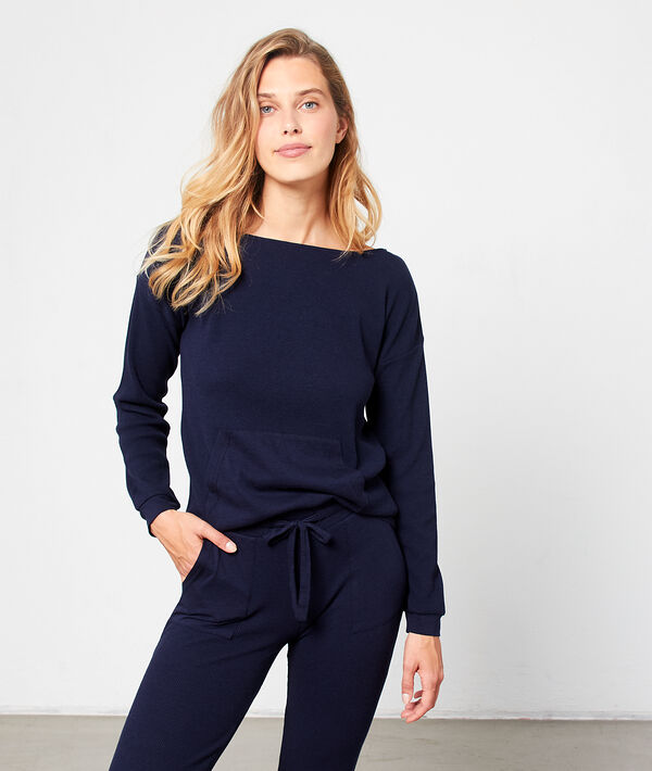 Pantalon de pyjama à nouer marine.