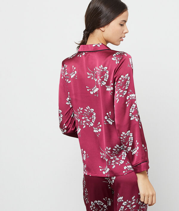 Chemise de pyjama satinée imprimé fleuri Chemise de pyjama satinée imprimé fleuri