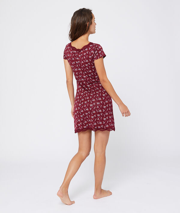 Nuisette imprimé fleuri décolleté dentelle Nuisette imprimé fleuri décolleté dentelle
