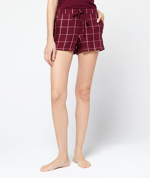 Short imprimé tartan cassis.
