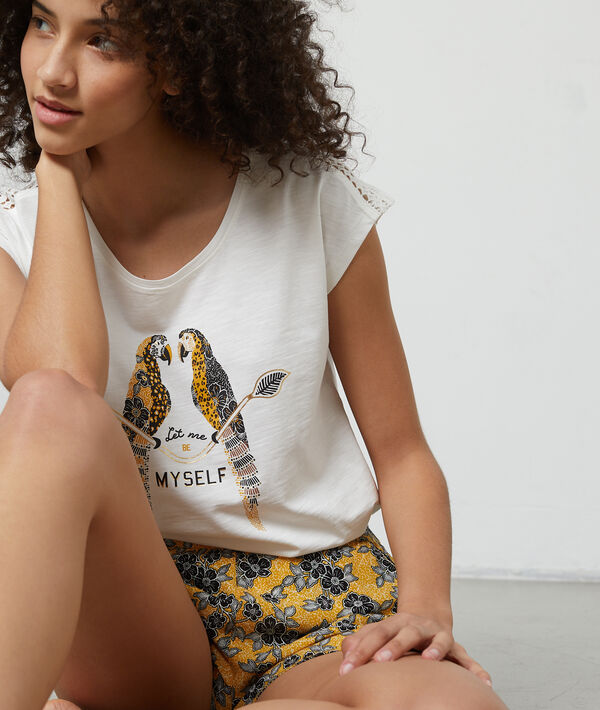 T- shirt perroquets "let me be myself" ecru.