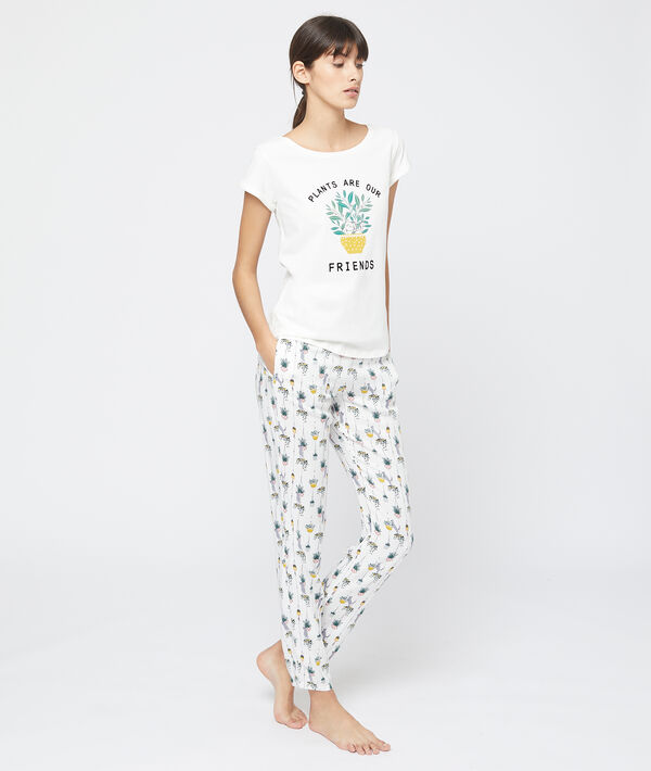 T-shirt "plants are our friends" en coton bio ecru.