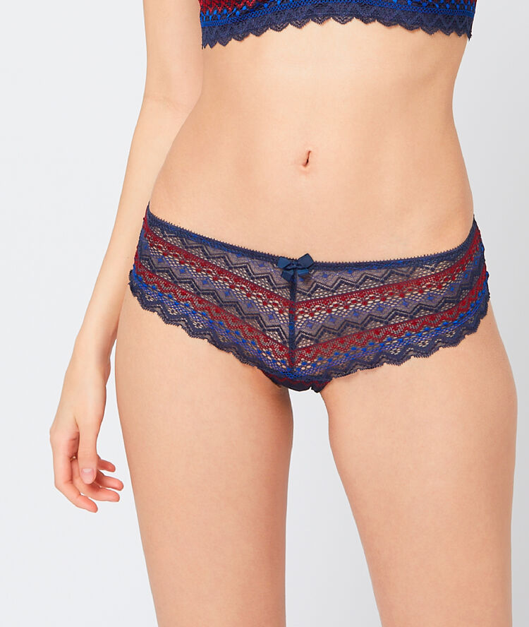 Shorty en dentelle géométrique marine.