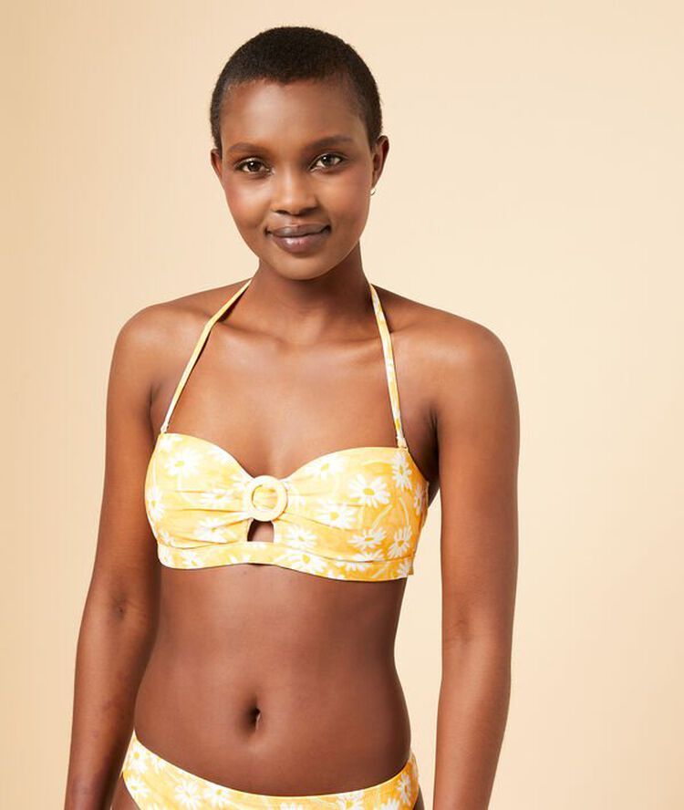 Haut de maillot de bain bandeau, pads amovibles jaune soleil.