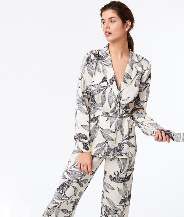 Chemise de pyjama nouée à imprimé floral Chemise de pyjama nouée à imprimé floral