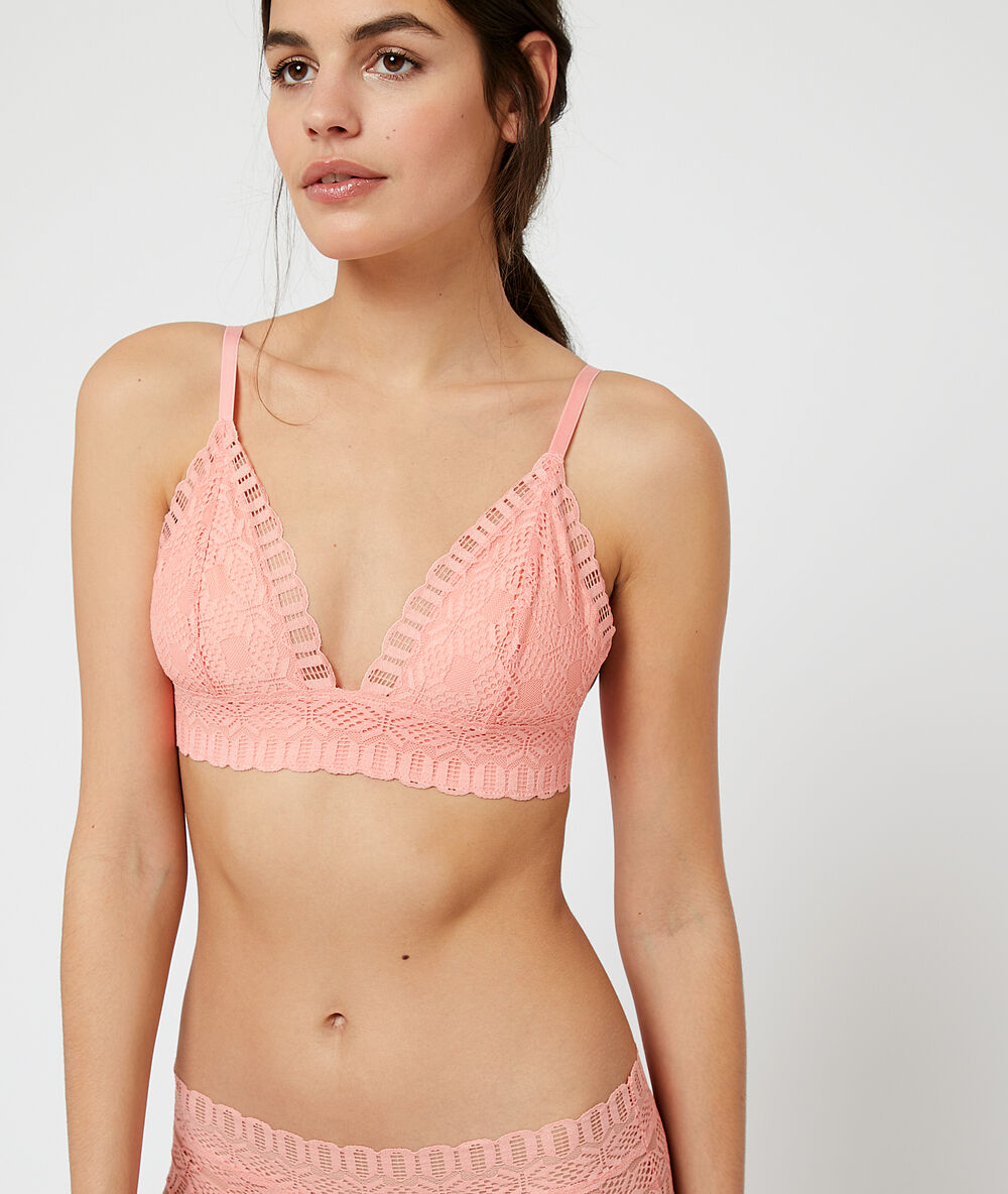 Soutien-gorge n°8 - triangle sans armatures, pads amovibles peche.