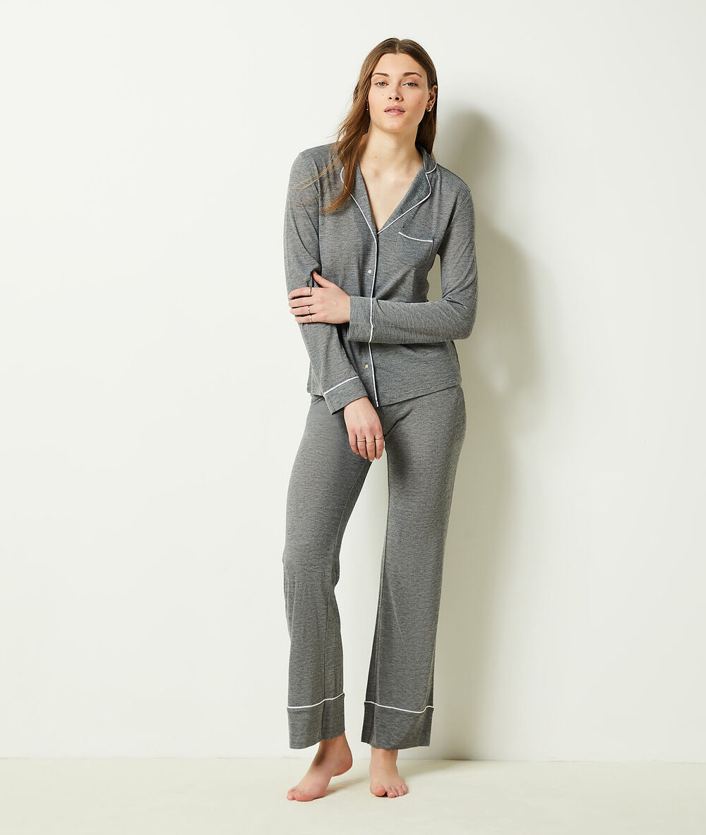 Pantalon large uni gris.