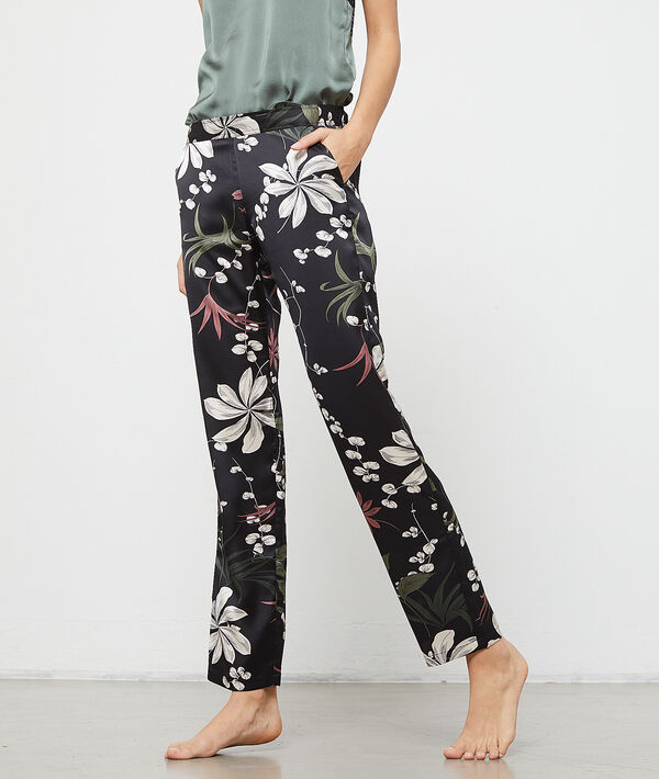 Pantalon satiné imprimé fleuri Pantalon satiné imprimé fleuri