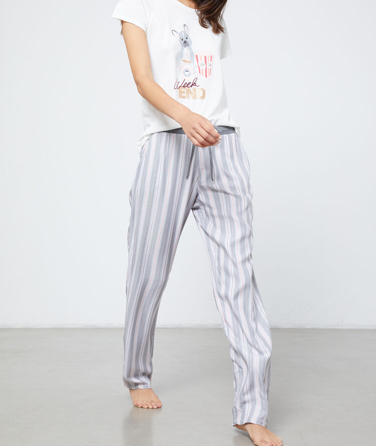 Pantalon à rayures multicolore.