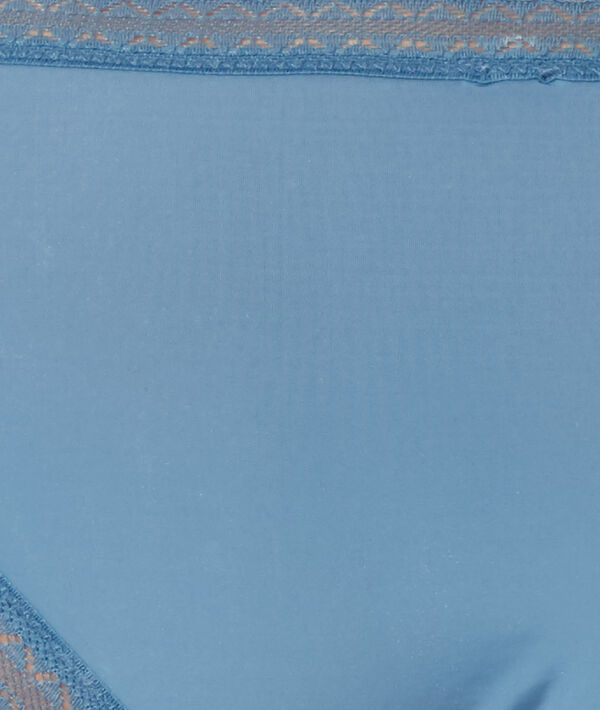 Culotte microfibre, bords dentelle bleu oxygene.