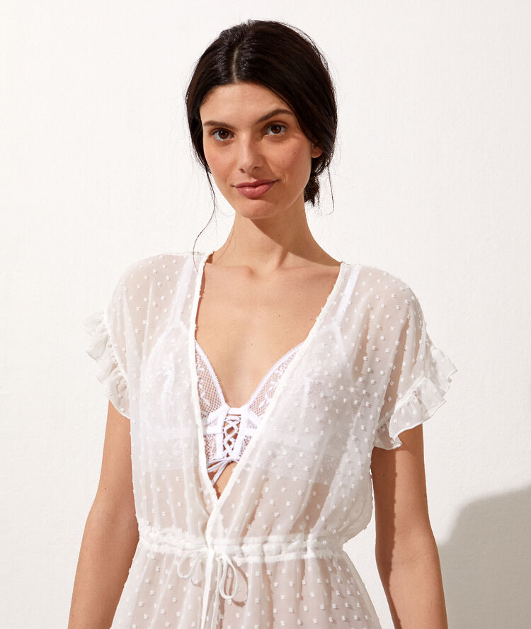 Kimono en plumetis ecru.