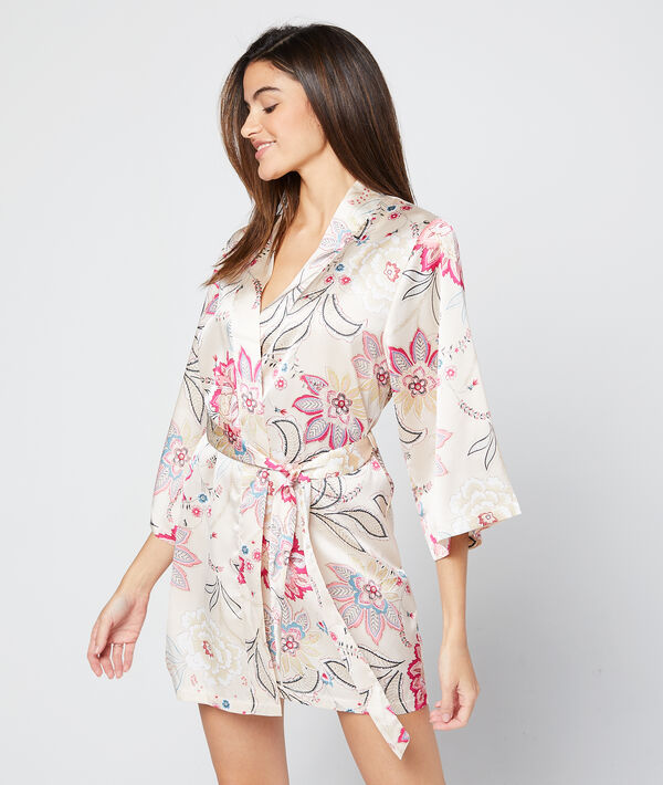 Kimono déshabillé satin imprimé Kimono déshabillé satin imprimé