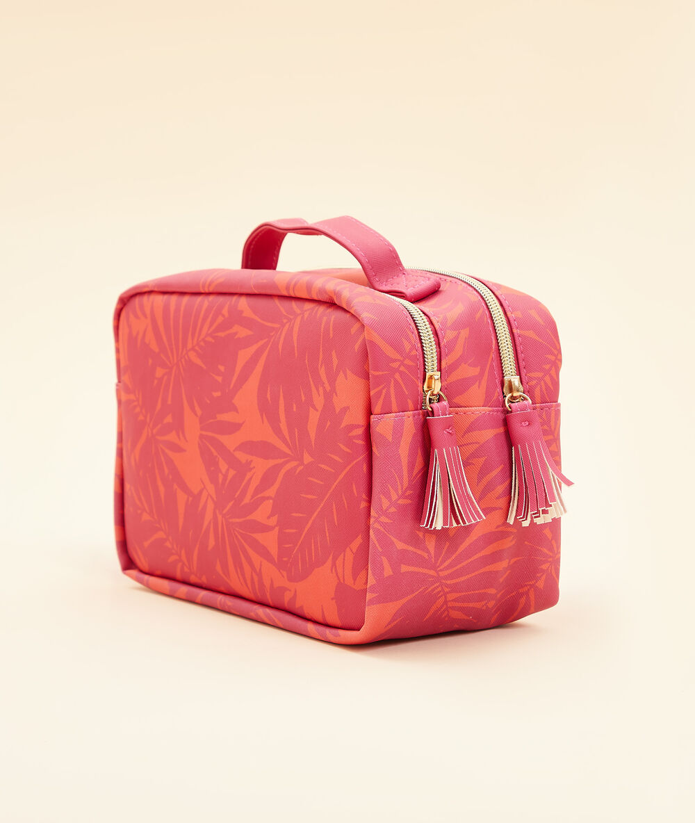 Trousse imprimé fleuri fushia.