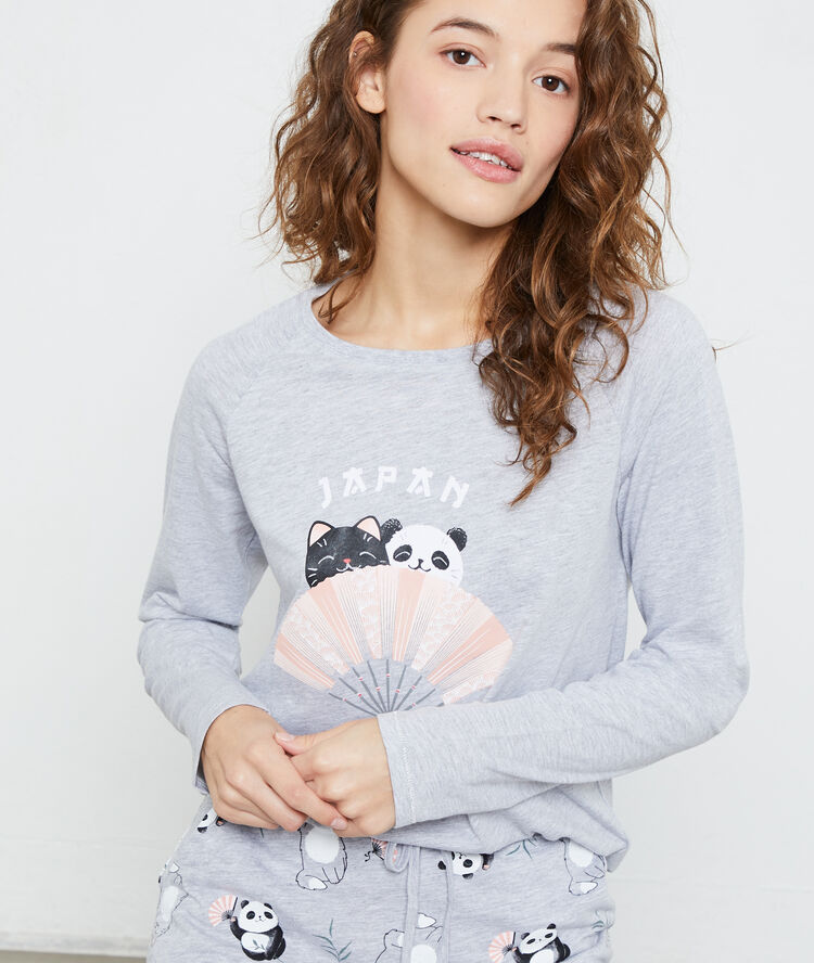 Top manches longues "japan" gris.