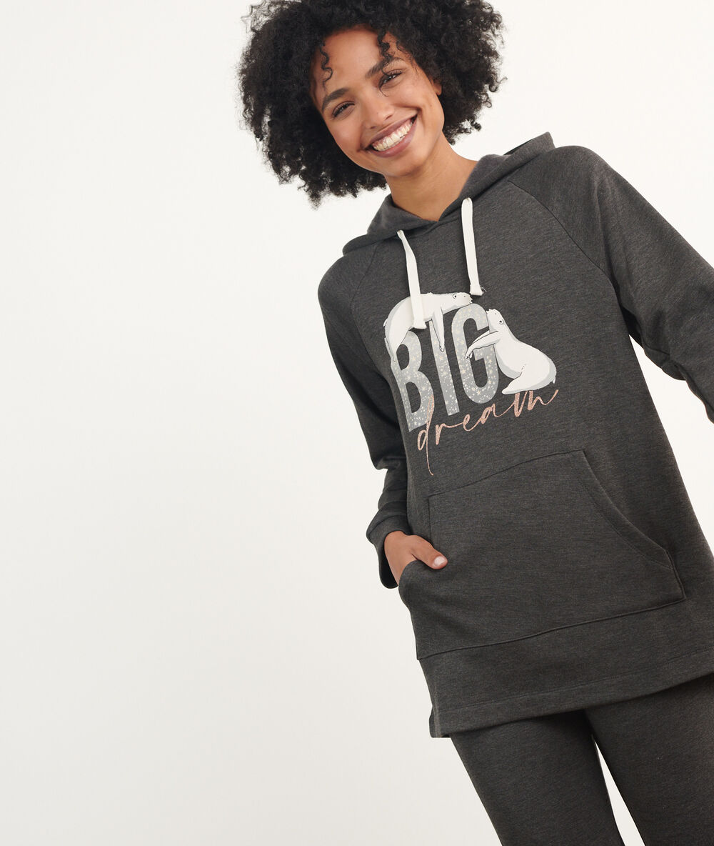 Sweat à capuche "big dream" anthracite.