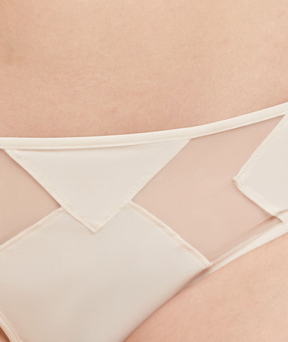 Hipster bi-matière détails en tulle lin.