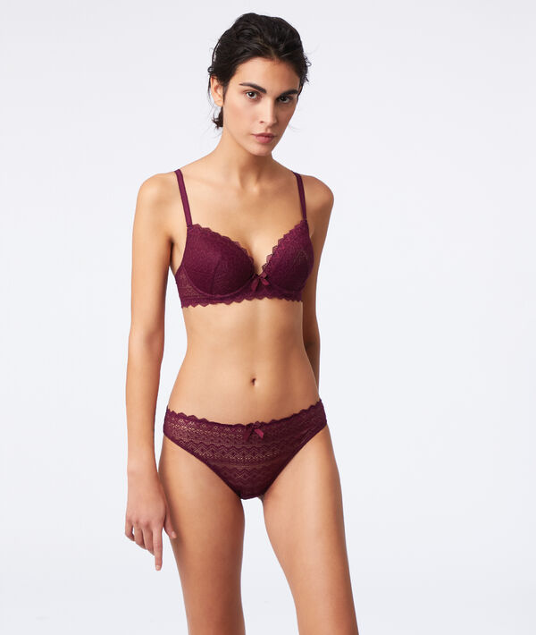 Soutien-gorge n°1 - magic up en dentelle prune.