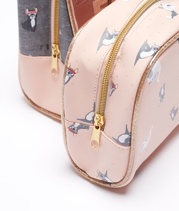 Trousse chat "trop fatiguée" rose.