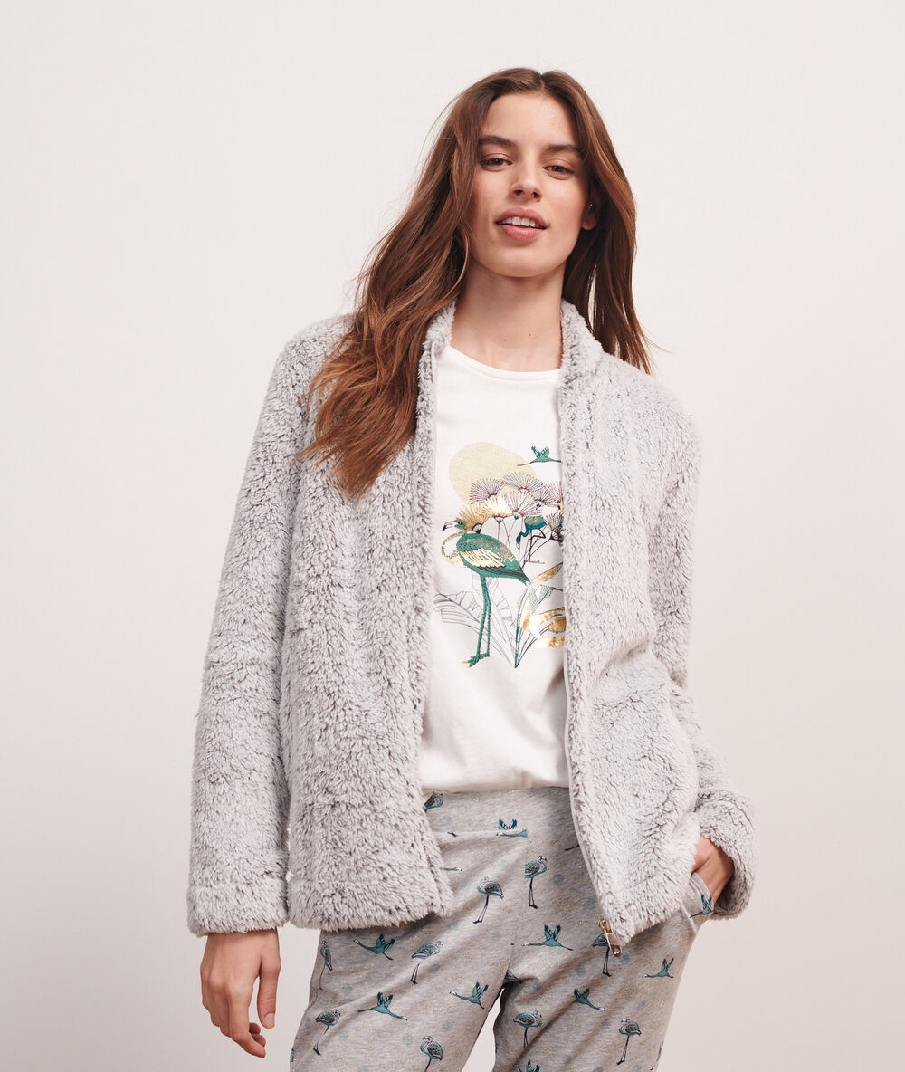 Pyjama 3 pièces "oiseaux" gris.