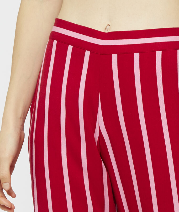 Pantalon de pyjama rayé rouge/blanc.
