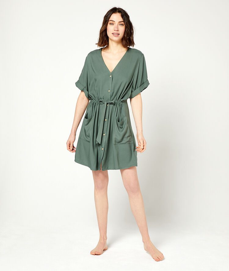 Chemise de nuit à nouer kaki.
