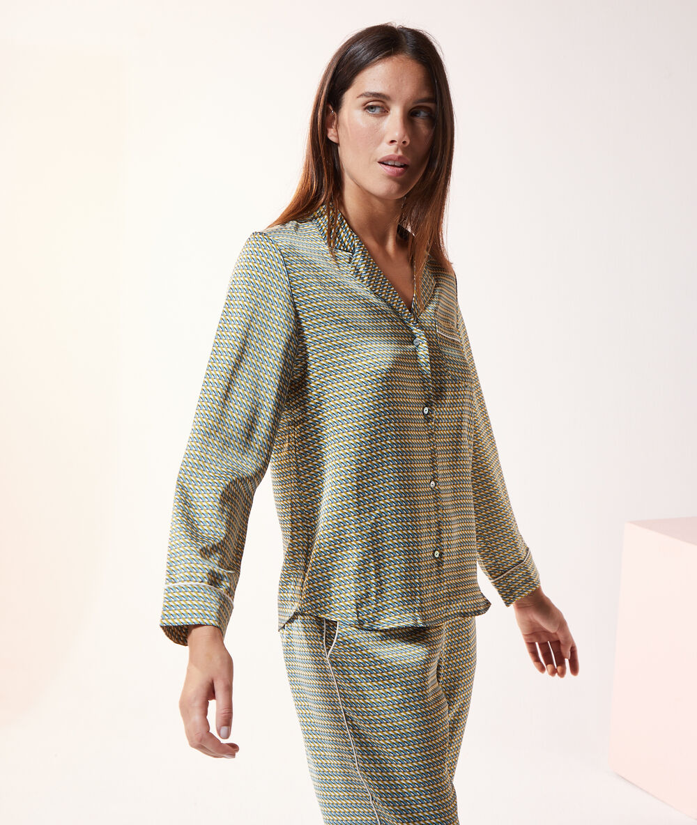 Chemise de pyjama imprimé imp fd ecru.