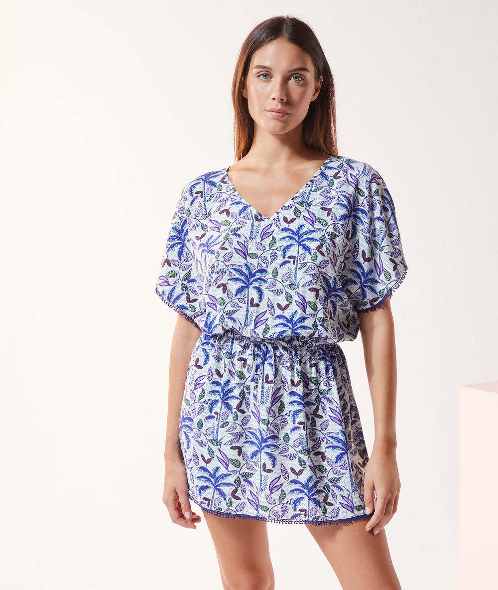 Chemise de nuit imprimée bleu.