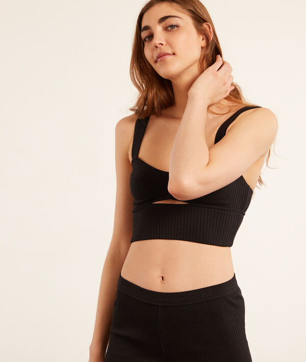 Brassière crop top en maille côtelée Brassière crop top en maille côtelée;${refinementColor}