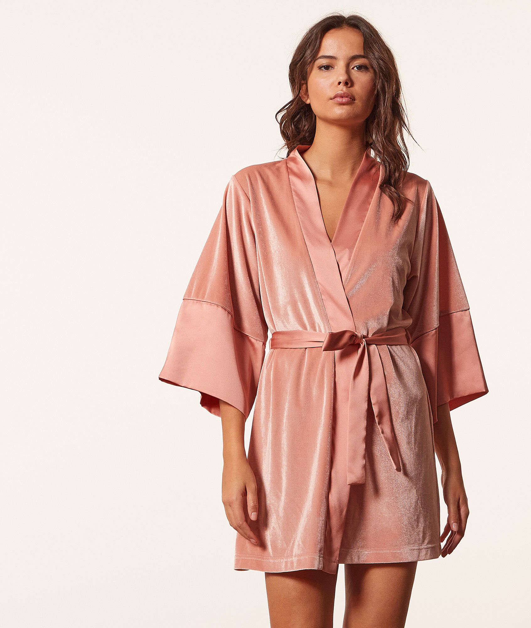 Déshabillé en velours - Vanya - XS - Rose - Femme - Etam