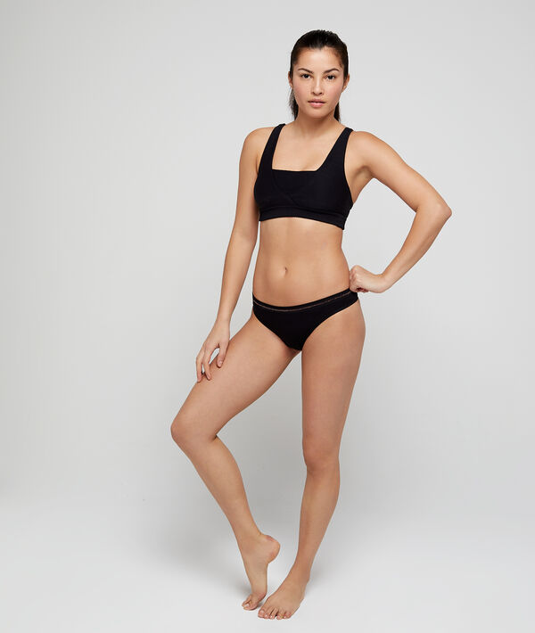 Tanga seamless, coutures invisibles noir.