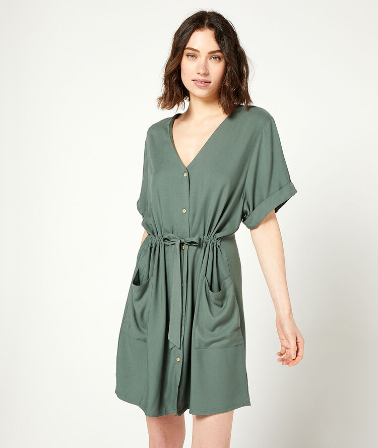 Chemise de nuit à nouer kaki.