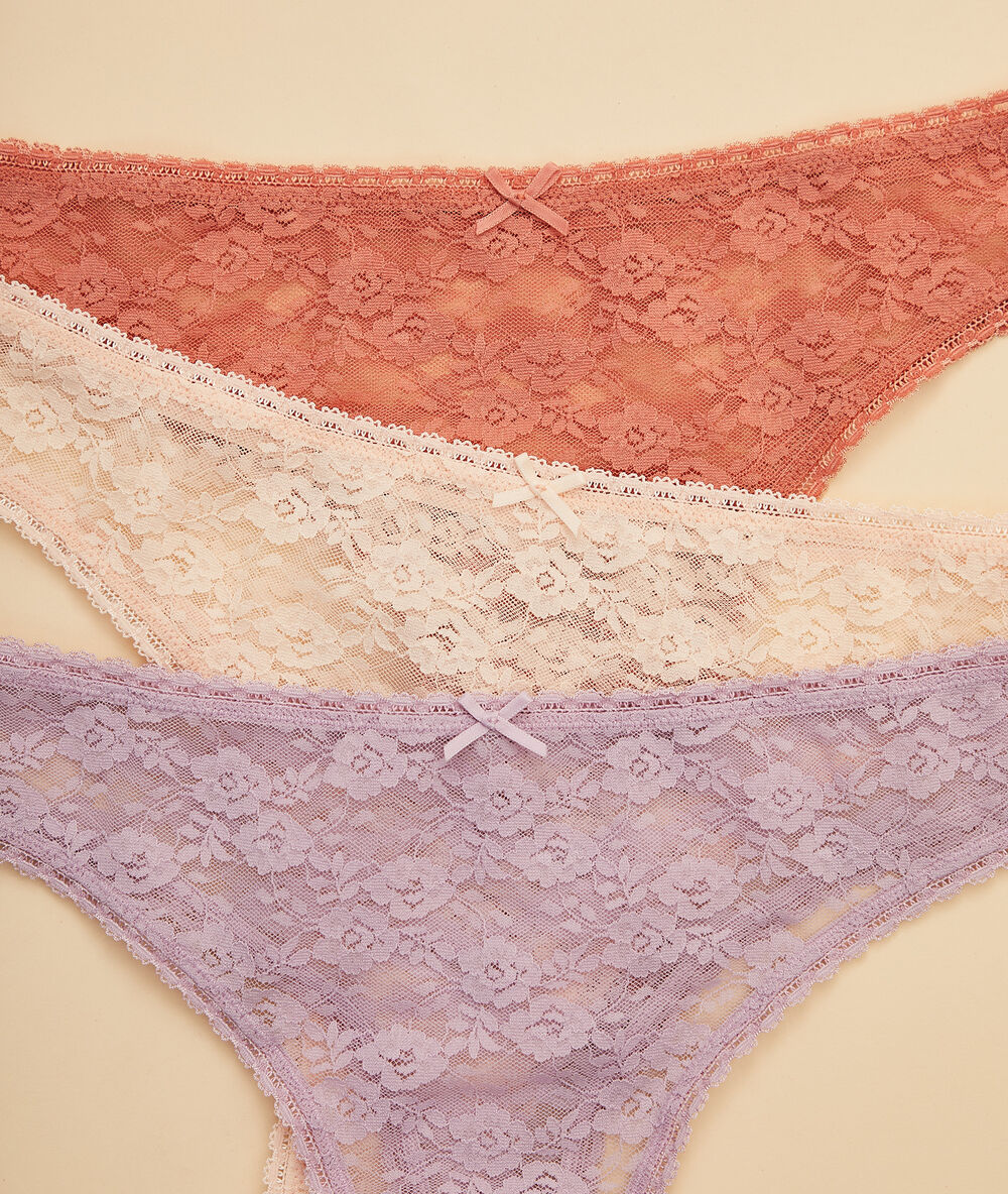 Lot de 3 tangas rose.