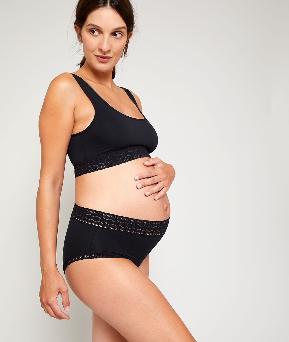 Culotte mi-haute microfibre noir.