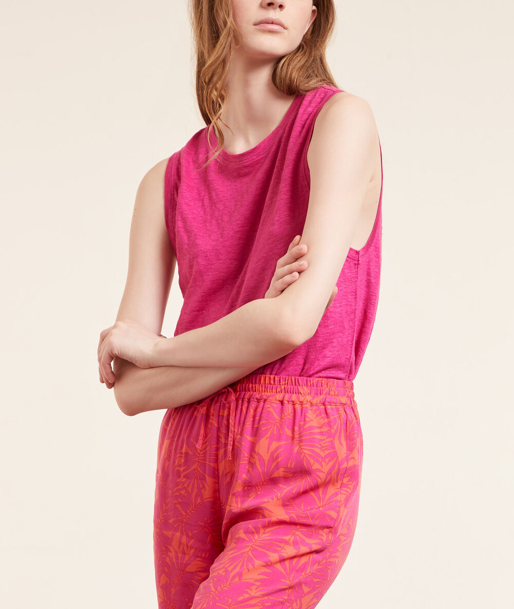 Pantalon de pyjama 7/8è imprimé fushia.