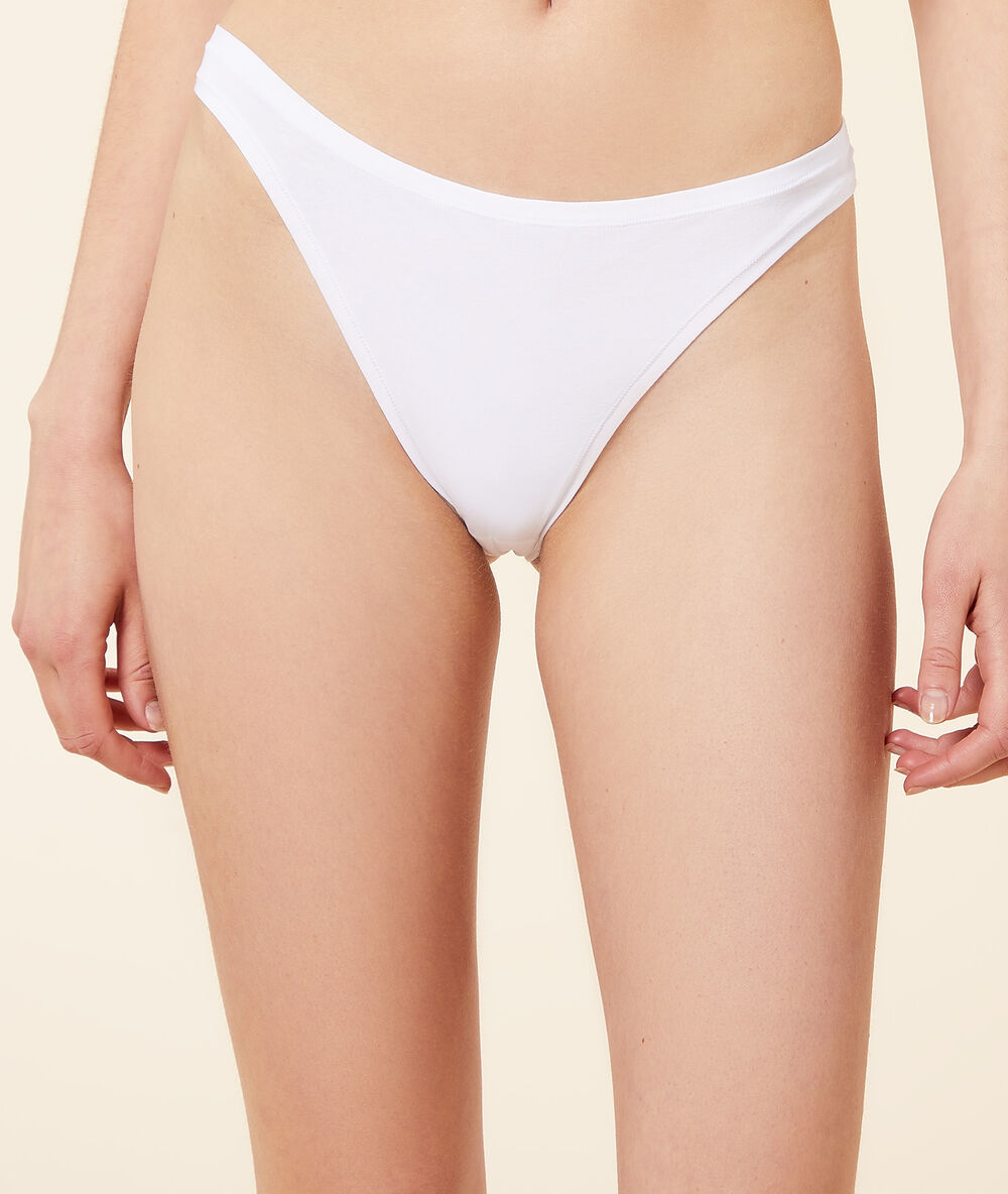Culotte high leg en coton blanc.