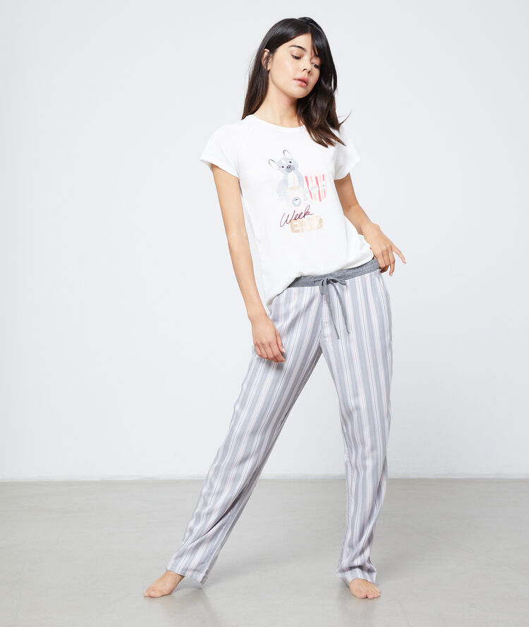 Pantalon à rayures multicolore.