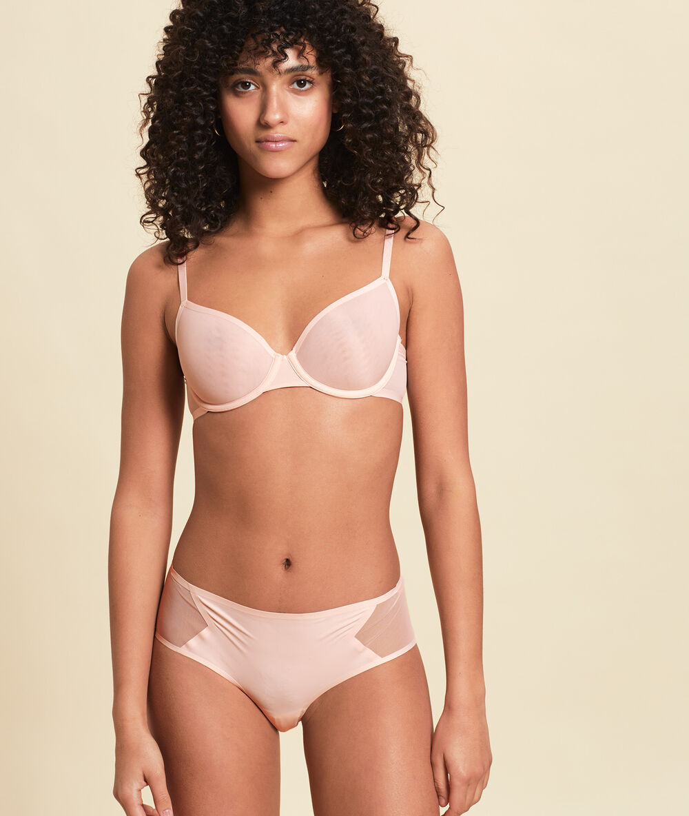 Shorty en microfibre et mesh invisible blush.