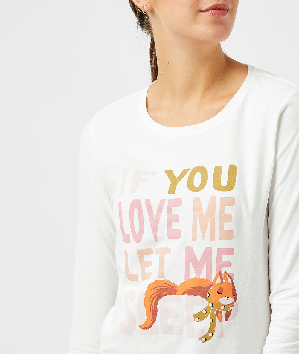 T-shirt "if you love me let me sleep" ecru.