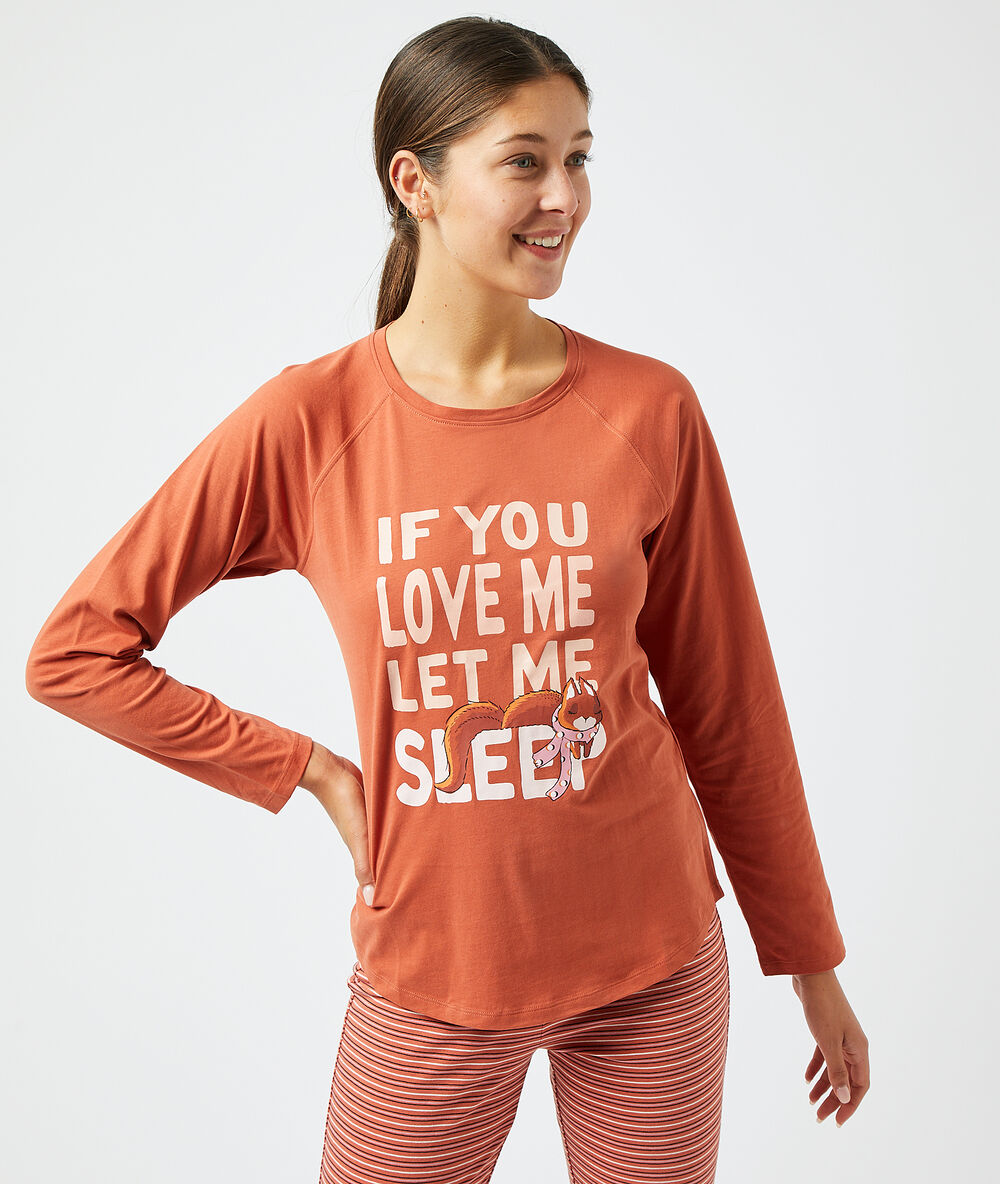T-shirt "if you love me let me sleep" brique roux.