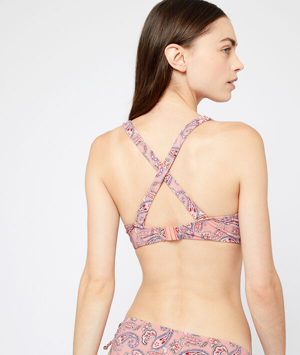 Haut de maillot de bain corbeille, bretelles multipositions multicolore.