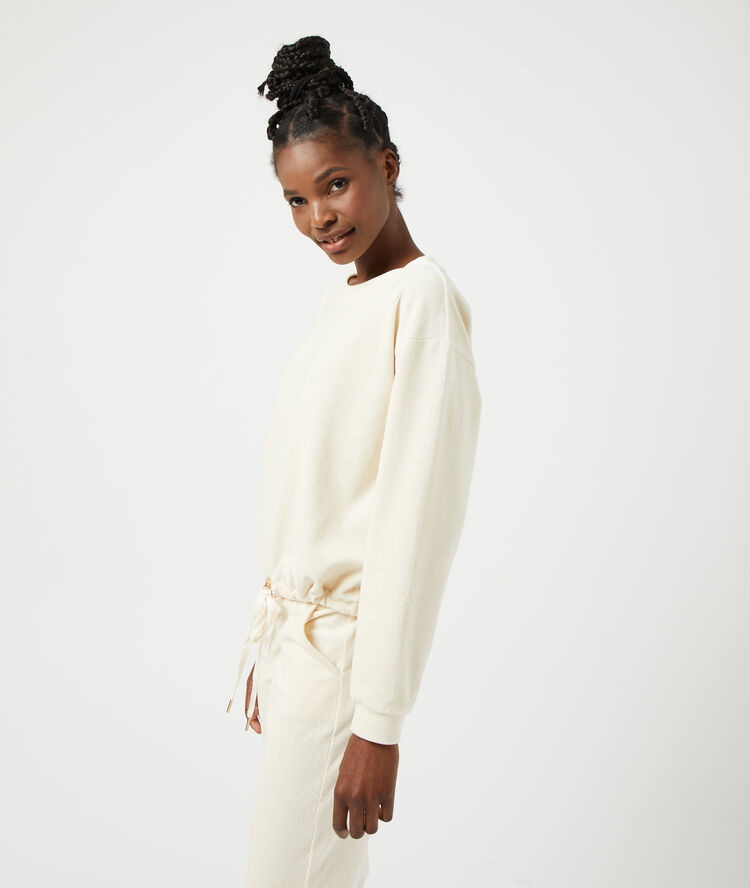 Sweatshirt avec lacet ecru.