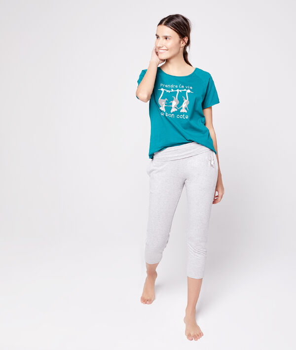 T-shirt "prendre la vie du bon côté" en coton bio vert.