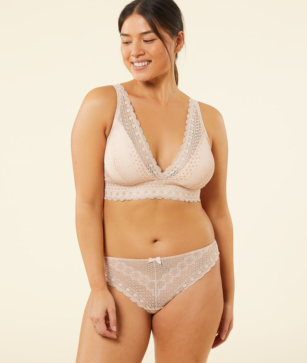 Soutien-gorge n°8 - triangle sans armatures, pads amovibles rose poudre.