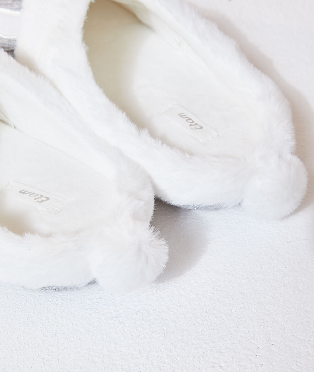 Chaussons mules lapin gris.