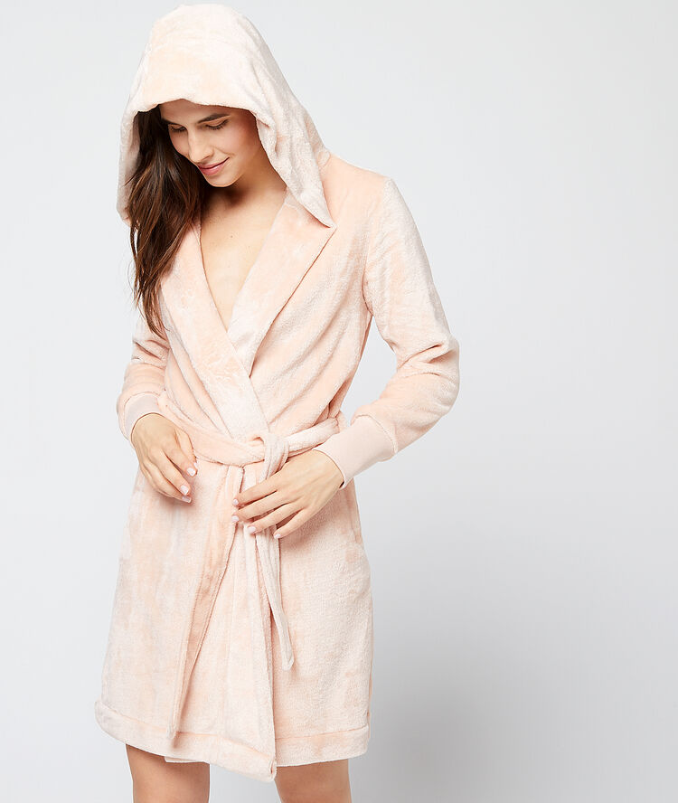 Déshabillé épais ultra doux à capuche rose.