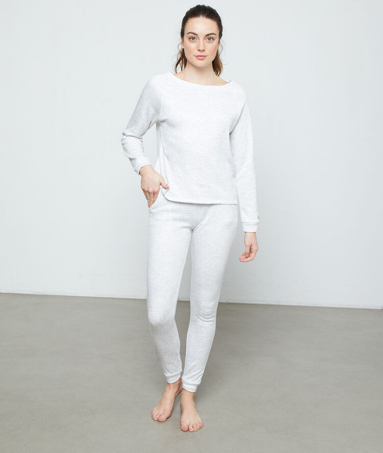 Pantalon loungewear "happy mind" ecru.