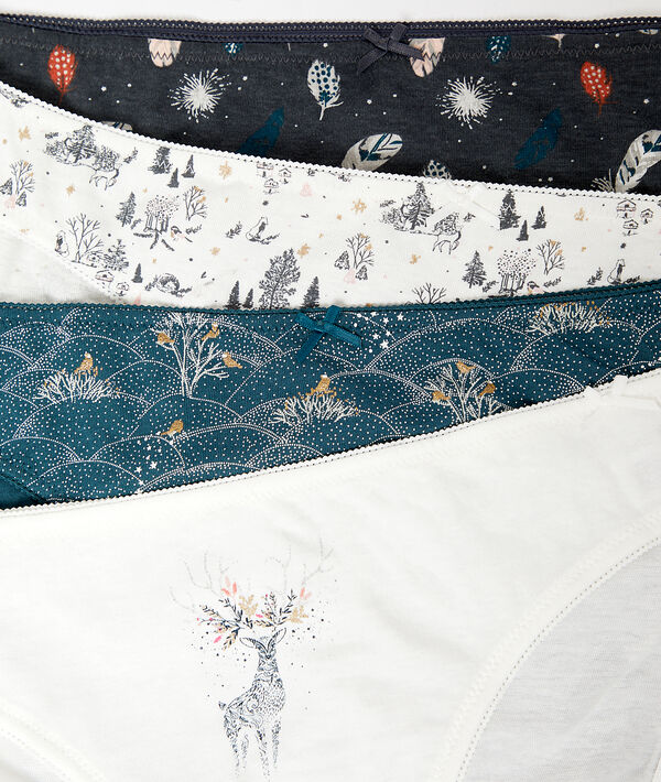 Lot de 4 culottes en coton vert canard.